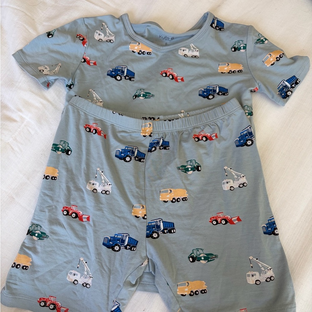 Kyte BABY Light Blue Construction Truck Pajama Top